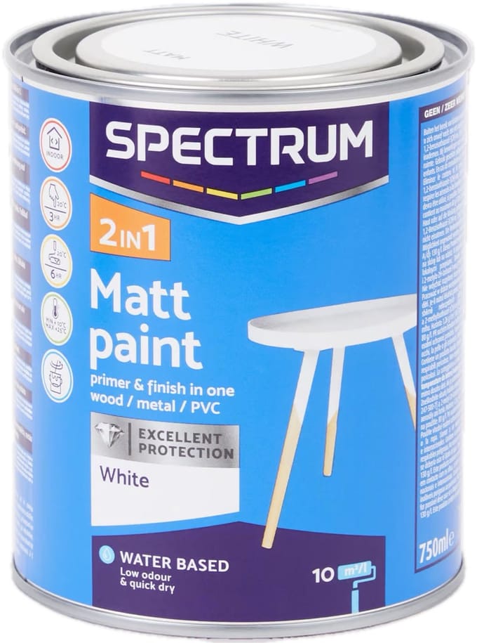 Spectrum Acryllak Houtverf op Waterbasis - Mat - Wit