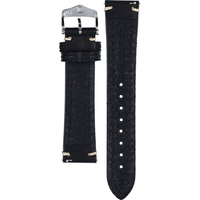 Hirsh Horlogeband -  Wild calf Zwart - Leer - 20mm