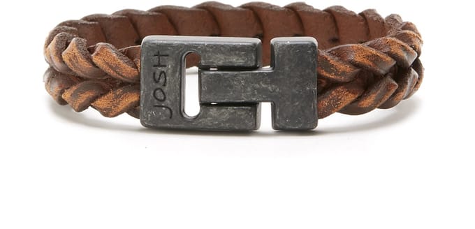 Josh Vintage Heren Armband Leer;Metaal - Bruin