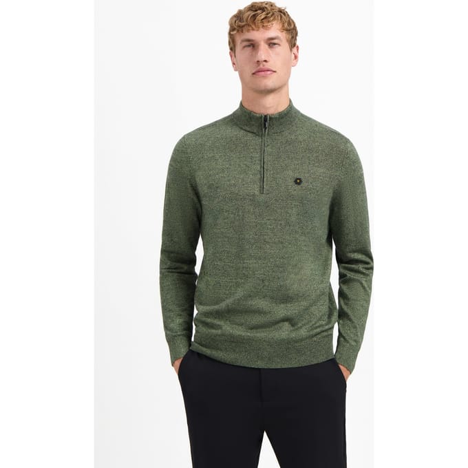 No Excess Pullover Half Zip 2 Coloured Melange Light Moss Maat: XXL | Sweaters Outlet | Heren | Groen