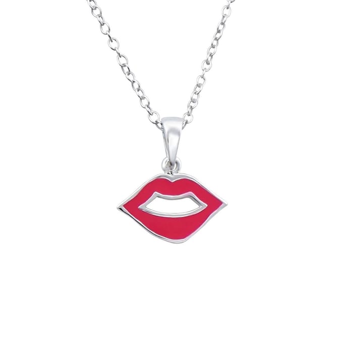 Amanto Kids Ketting Cherif - 925 Zilver - Lips - 12x18mm - 39cm