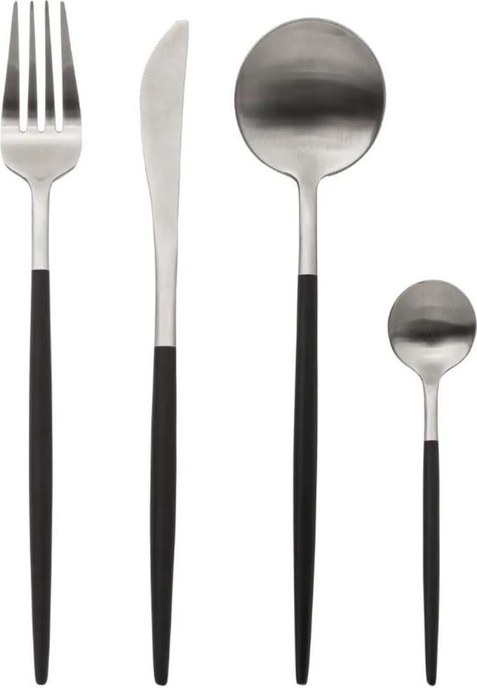 24 stuks bestekset IDA Black & Zilver - Roestvrij staal