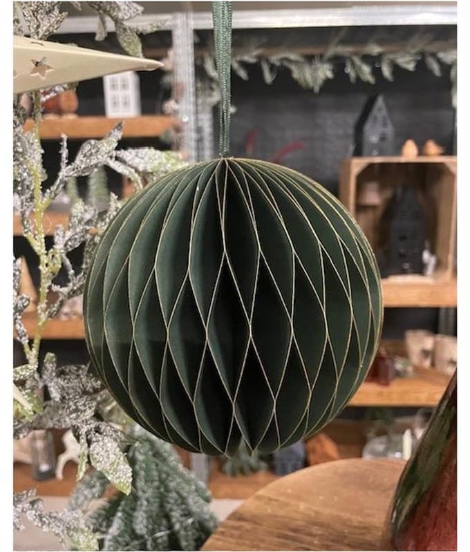 Kerstbal papier 15cm Groen