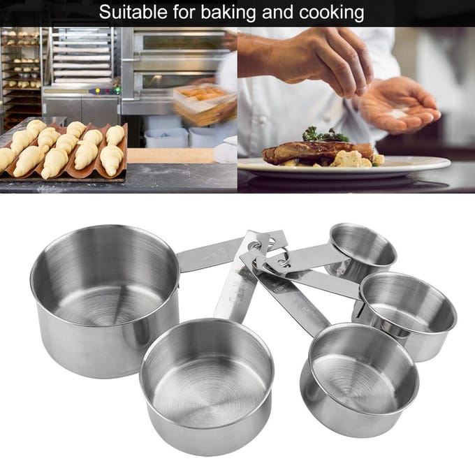 5pcs  Set Stainless Steel Anti rust Measuring Cup Spoon Baking Cooking Tool gray