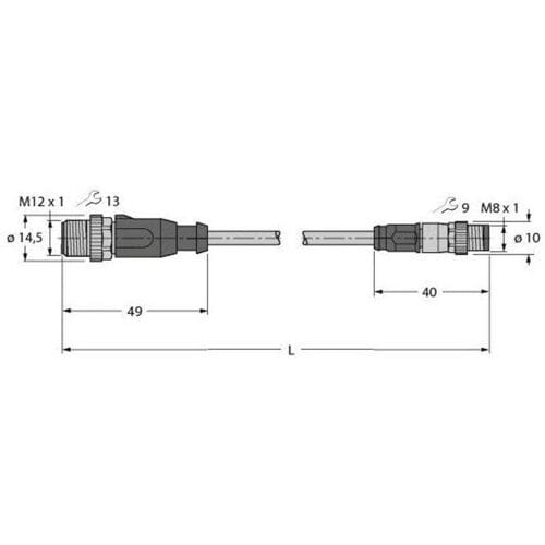 Turck 6936514 Sensor/actuator connector, geassembleerd Aantal polen (sensoren): 4 3 m 1 stuk(s)