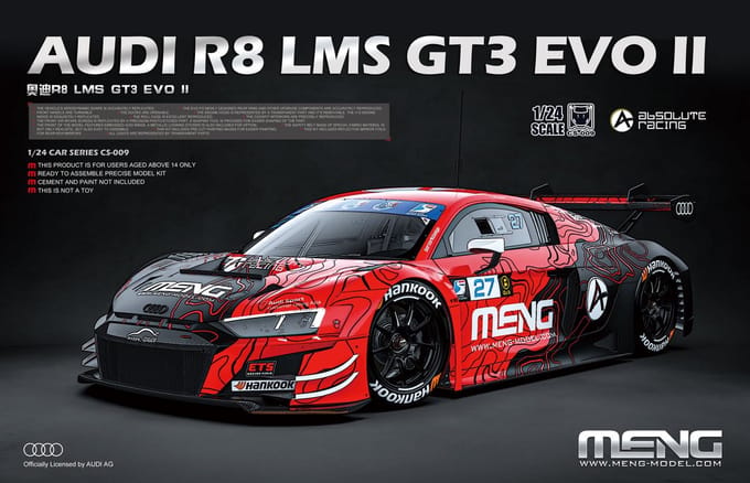 Meng Model Modelbouwpakket Auto - MENG CS009 Audi R8 LMS GT3 EVO II - Absolute Racing - R Auto Plastic - 1:24 - Modelbouw