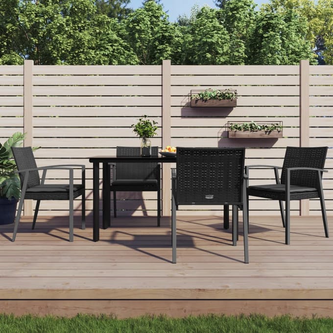 vidaXL - 5-delige - Tuinset - met - kussens - poly - rattan - en - staal