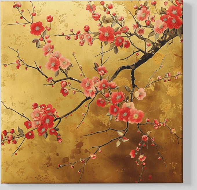 Vierkant Canvas Schilderij - Bloemen - Bloesem - 100x100x2 cm