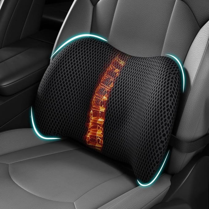 Lendensteunkussen - Rugkussen Auto - Comfortabel Zitten - Traagschuim Ondersteuning - Normaal - Zwart