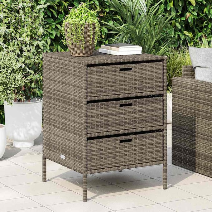 vidaXL - Tuinkast - 55x59x80 - cm - poly - rattan - grijs