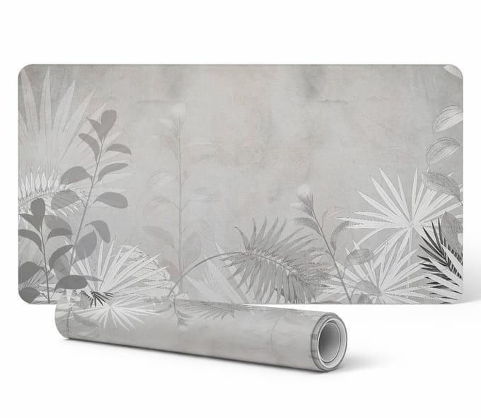 Vinyl bureauonderlegger met achtergrondprint van plantenbladeren, 100x50 cm