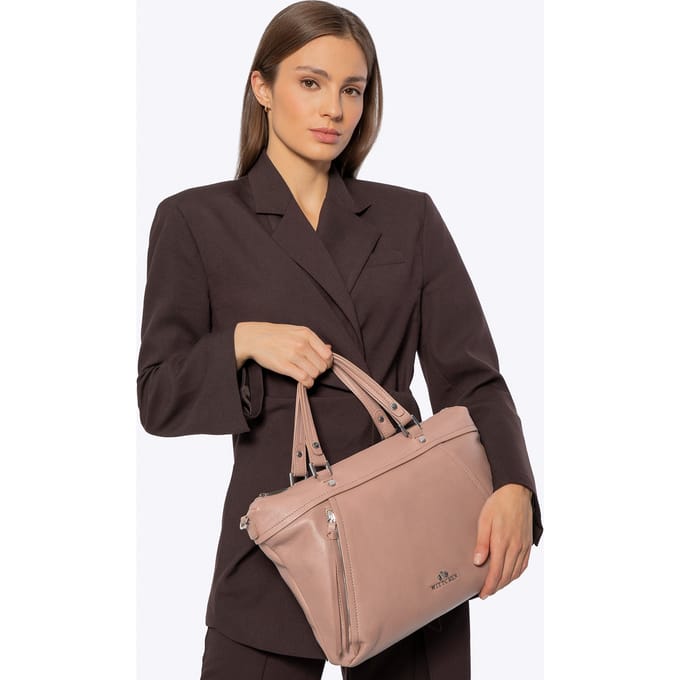 Wittchen Dames 15" Leren Laptoptas met Kwastje, Beige, Natuurlijk Leer