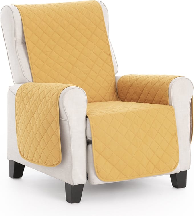 Duo quilt - Fauteuilbeschermer Mosterdgeel - 55cm breed - Twee kanten te gebruiken - OekoTex keurmerk