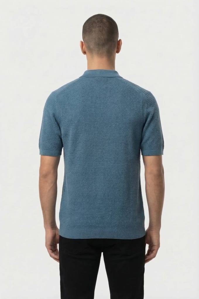 Dstrezzed Kostas Button Polo Blue Fusion Maat: M | Poloshirts Outlet | Heren | Blauw