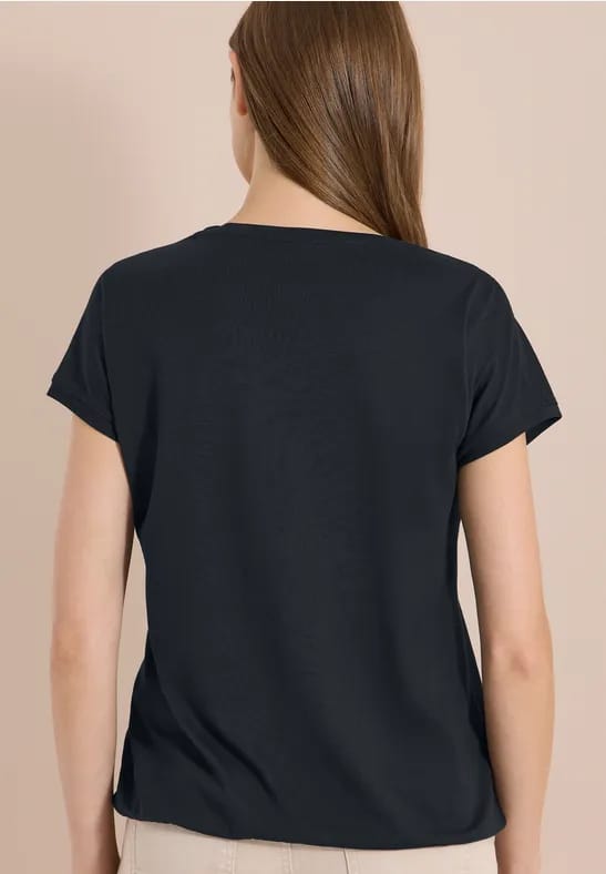 Shirt met V-hals en kanten detail
