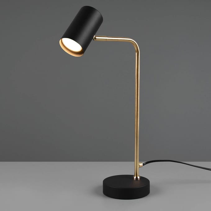 Trio Lighting Marley tafellamp, zwart/messing, hoogte 45 cm, metaal