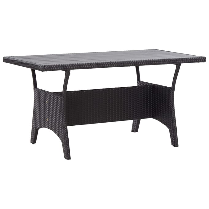 vidaXL - Tuintafel - 120x70x66 - cm - poly - rattan - zwart