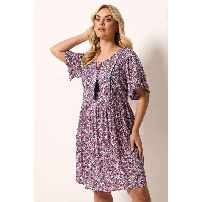 Yours Roze Jurk Met Bloemenprint Size 50-52