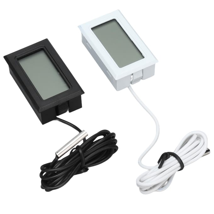 2 Stuks Elektronische Digitale Thermometer Thermostaat Temperatuurmeter 2s Refresh met Sonde(Zwart wit )