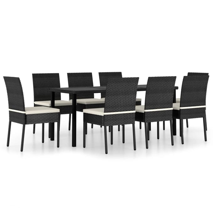 vidaXL - 9-delige - Tuinset - poly - rattan - zwart