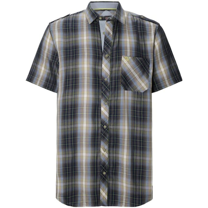 Jan Vanderstorm herren Overhemd Met Korte Mouwen - 45/46 - donkerblauw - Plus Size