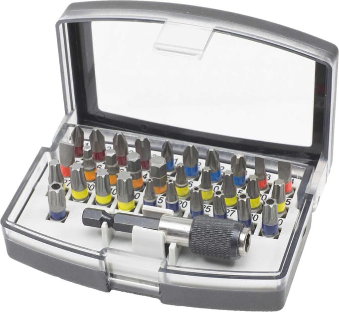 E-Tools® | Schroefbitset 1/4", 32-delig in kunststof cassette
