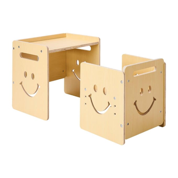 Afbouwtabel en Stoelenset Montessori Peuter Bureau met Krijtbord Hout