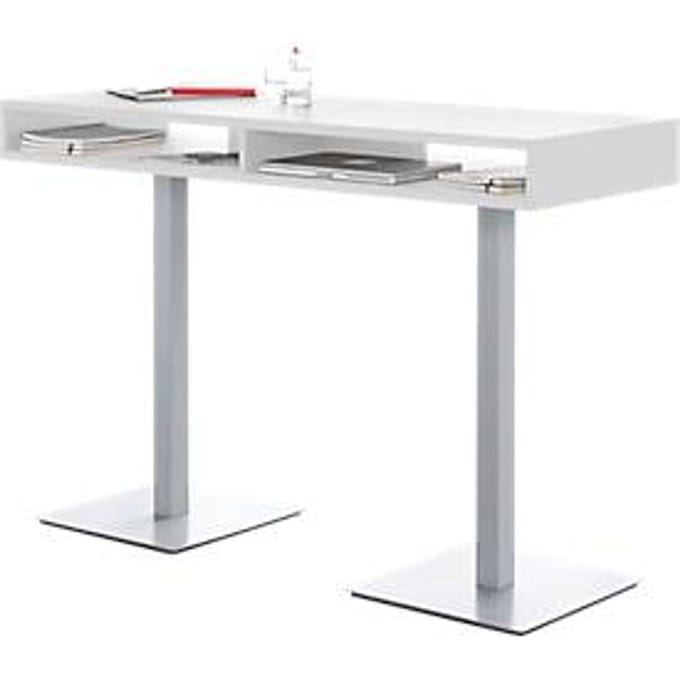 Sta-vergadertafel BOX, met opbergvakken, Hoogte 1050 mm, wit