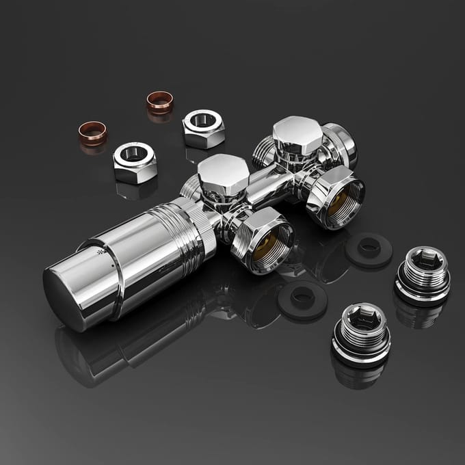 Multiblok Set - Verwarming Accessoires - Centrale Verwarming - Middenaansluiting - 50 mm hartafstand - Chroom