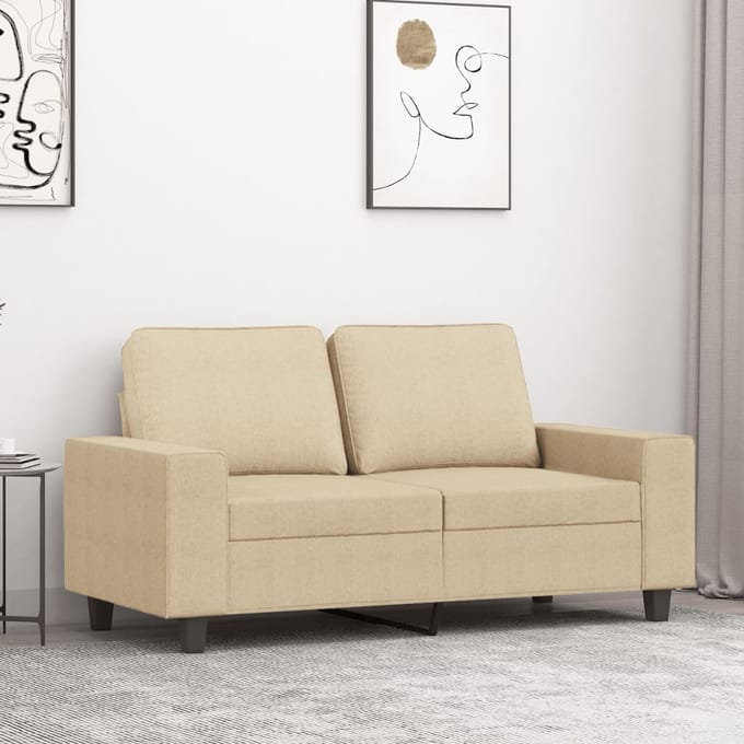 vidaXL - Tweezitsbank - 120 - cm - stof - crèmekleurig