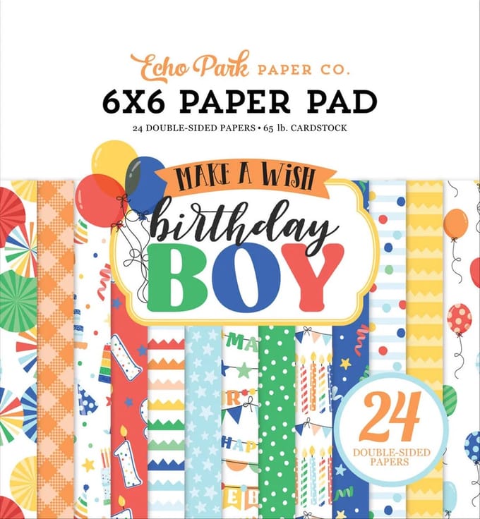 Echo Park - Make A Wish Birthday Boy 6x6 Inch Paper Pad (MWB348023)