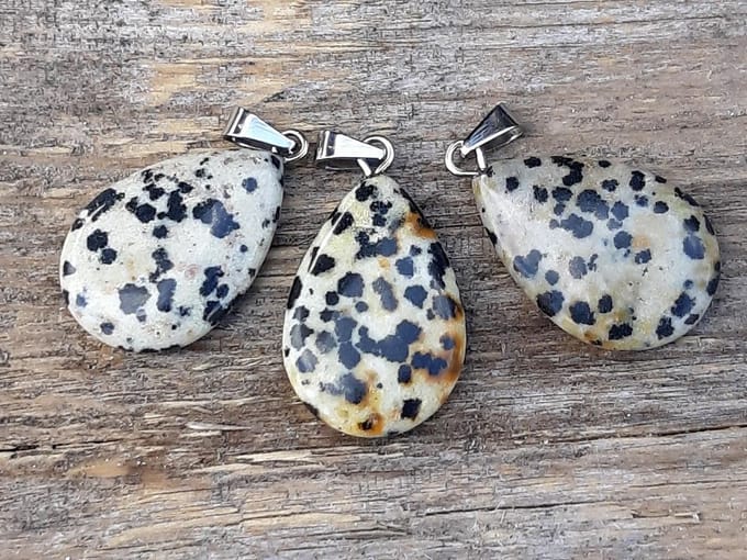 Edelsteen Jaspis dalmatiër druppel hanger