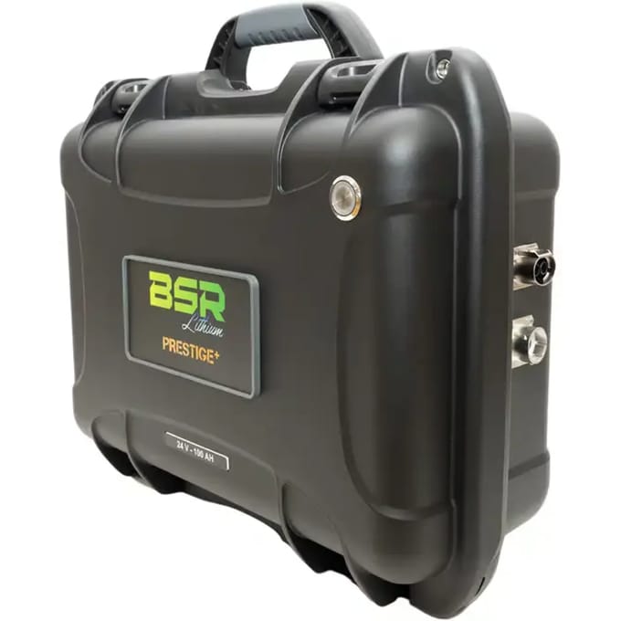 Lithium koffer plus lader plus sonde-aansluiting BSR Prestige lifePO4 24V/100Ah