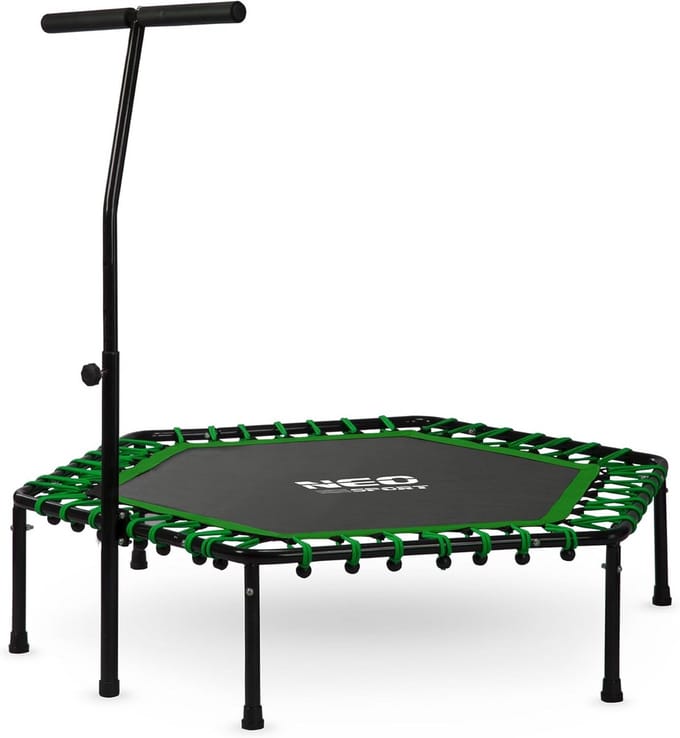 Fitness trampoline - Minitrampoline springen - Thuis sporten - Verstelbare handgreep - 127 cm - Groen