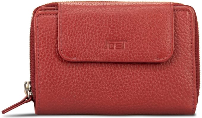 JOST Leren portemonnee Vika Zip Wallet Red rood