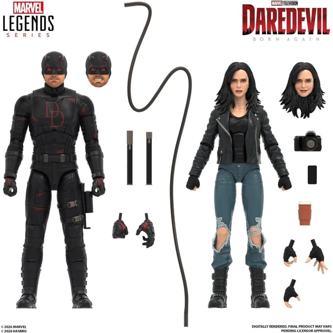 Marvel Legends Series Daredevil: Born Again Daredevil & Jessica Jones, 2 Collectible 15 cm Action Figures