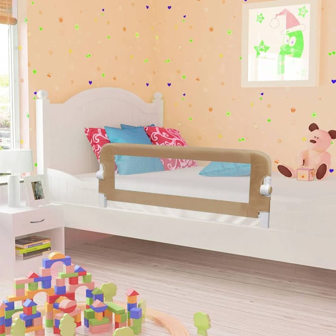 Barrière de Sécurité pour Lit d'Enfant Taupe 120 x 42 cm Polyester