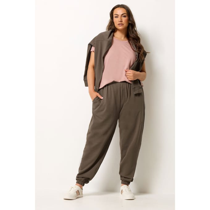 Yours Bruine Sweatshirtjoggingbroek En Tshirtset Size 42
