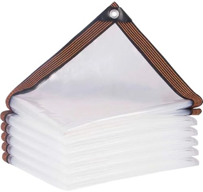 Waterdicht transparant PVC afdekzeil 2 x 4 m voor tuin en balkon met ringen