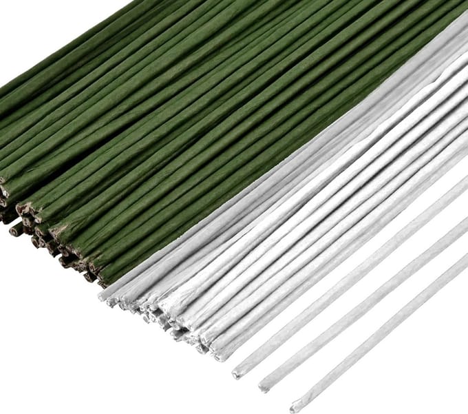 40 stuks 40 cm bloemendraad 1 mm wit en zwart-groen papierommanteld voor kunstbloemen bruiloft boeketten