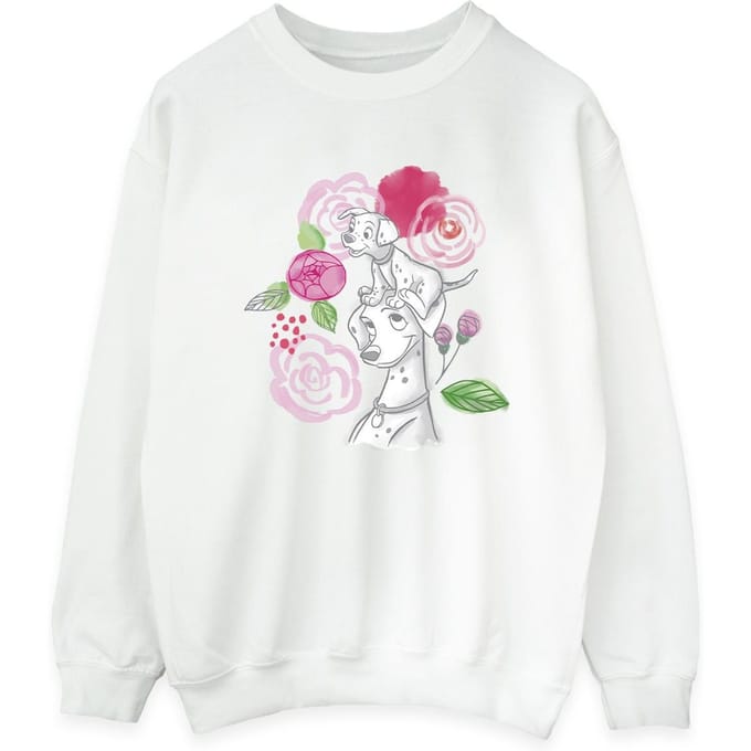 Disney Dames/Dames 101 Dalmatiërs Bloemen Sweatshirt (Wit)