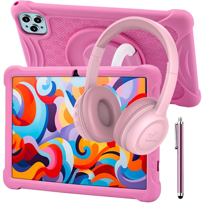 ATouch Combipakket - Kindertablet Tab 10 Plus + Kinderkoptelefoon - 64GB+64SD - Vanaf 3 jaar - Roze
