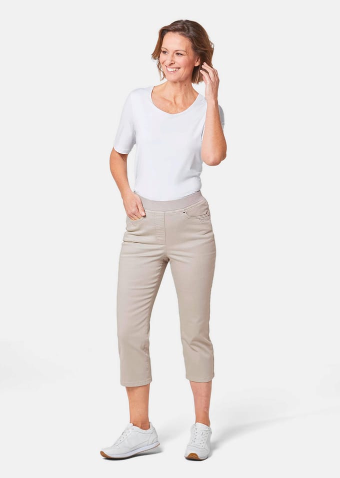 3/4-jeans met elastische band - steengrijs - Gr. 54 van Goldner Fashion