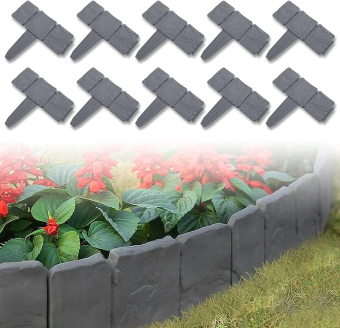 Gazonrand Steenlook - Bloembakrand Maairand - Tuin Afscheiden - Flexibel Insteeksysteem - 10 meter - Donkergrijs
