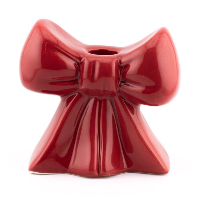 Aardewerk kaarsenstandaard bows burgundy