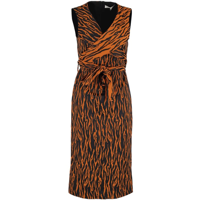 Diane Von Furstenberg mouwloze wikkeljurk van polyester in oranje