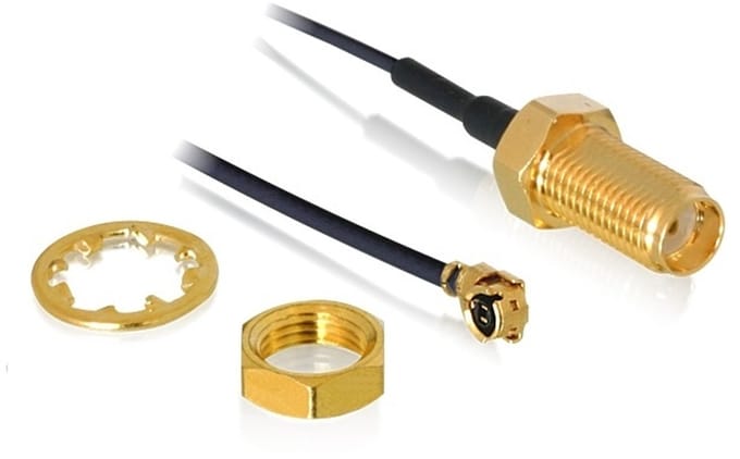 MHF I (v) - SMA (v) kabel - Micro Coax (1,37 mm) - 50 Ohm / zwart - 0,35 meter
