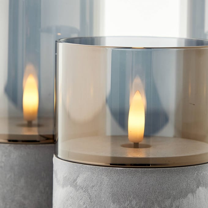 Brilliant Bougie Batterij - Tafellamp - LED - Flickering Candle Light Set - Grijs/Smoke - IP44
