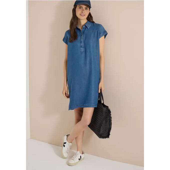 Knie-lange jurk in denim-look