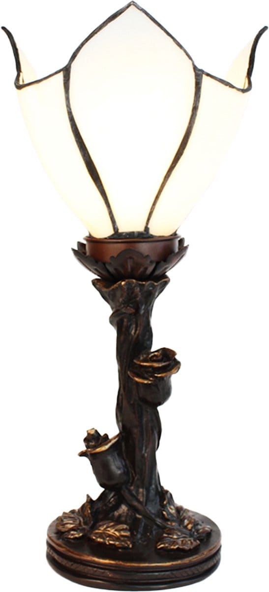 Lumilamp Tiffany Tafellamp 32 cm Wit Bruin Glas